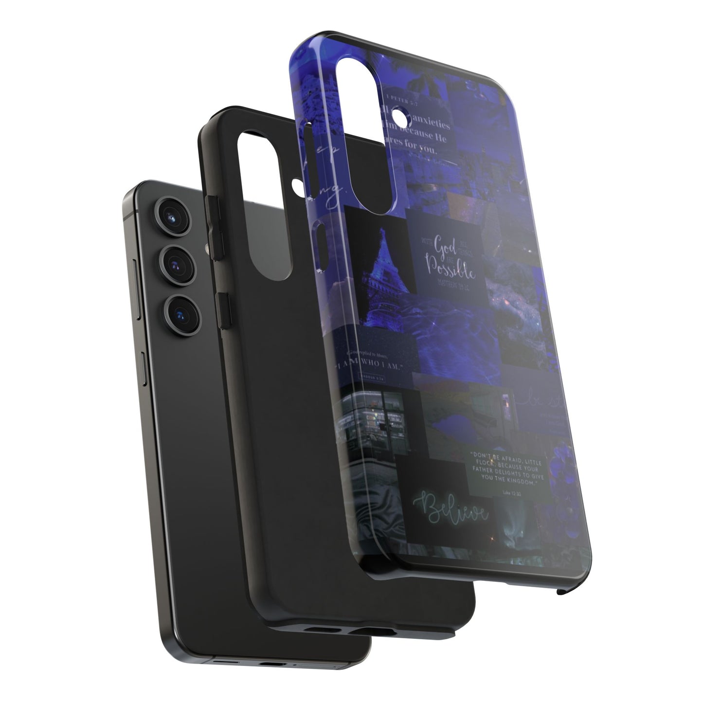 Deep blue faith, phone case with God, all things are possible