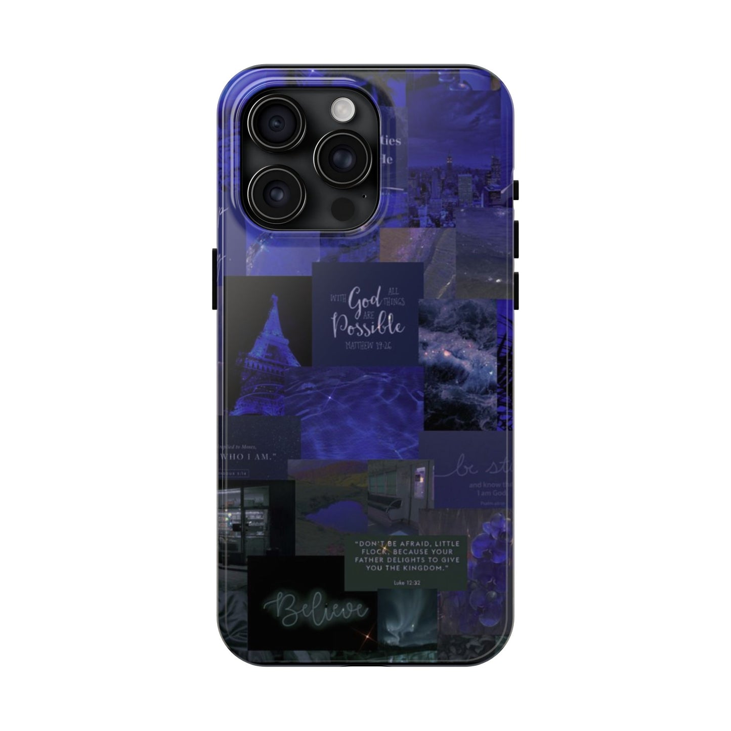Deep blue faith, phone case with God, all things are possible