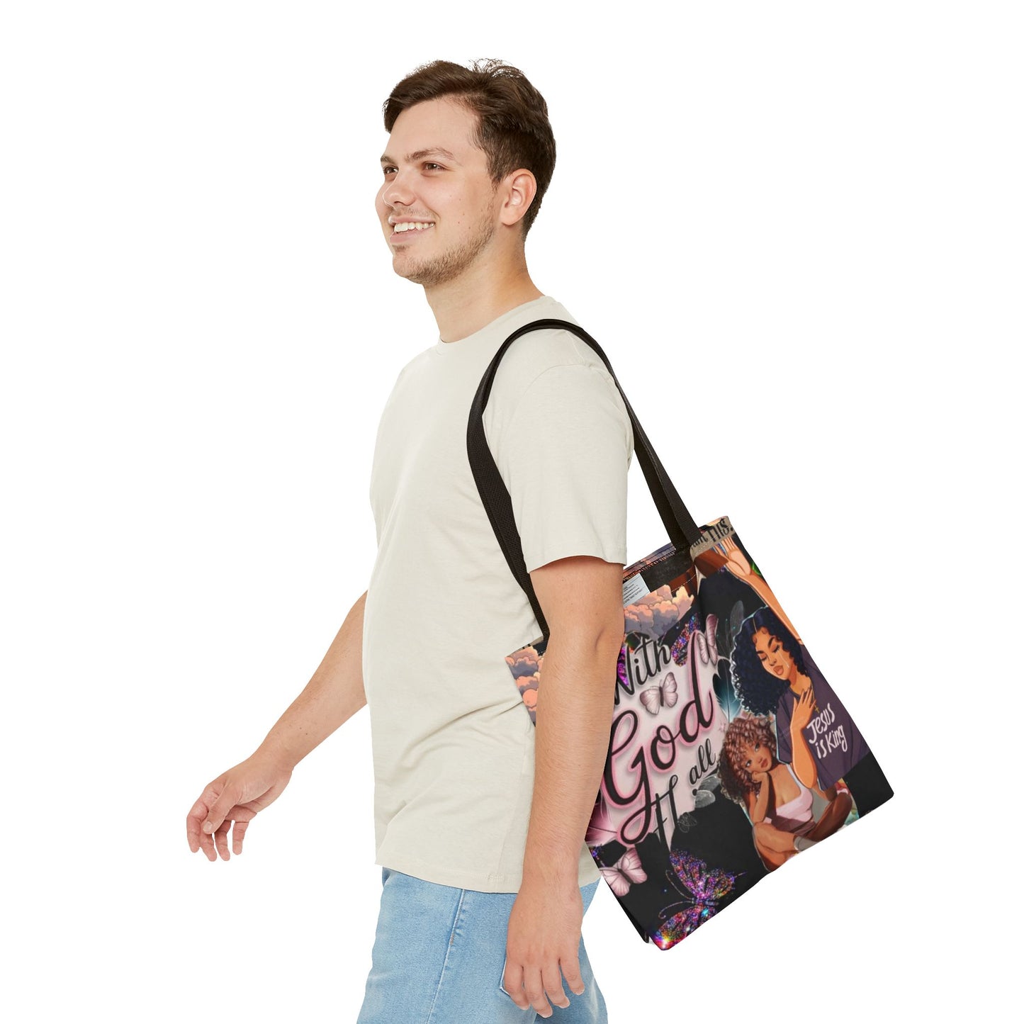 Inspirational Tote Bag - 'With God All Things Are Possible'