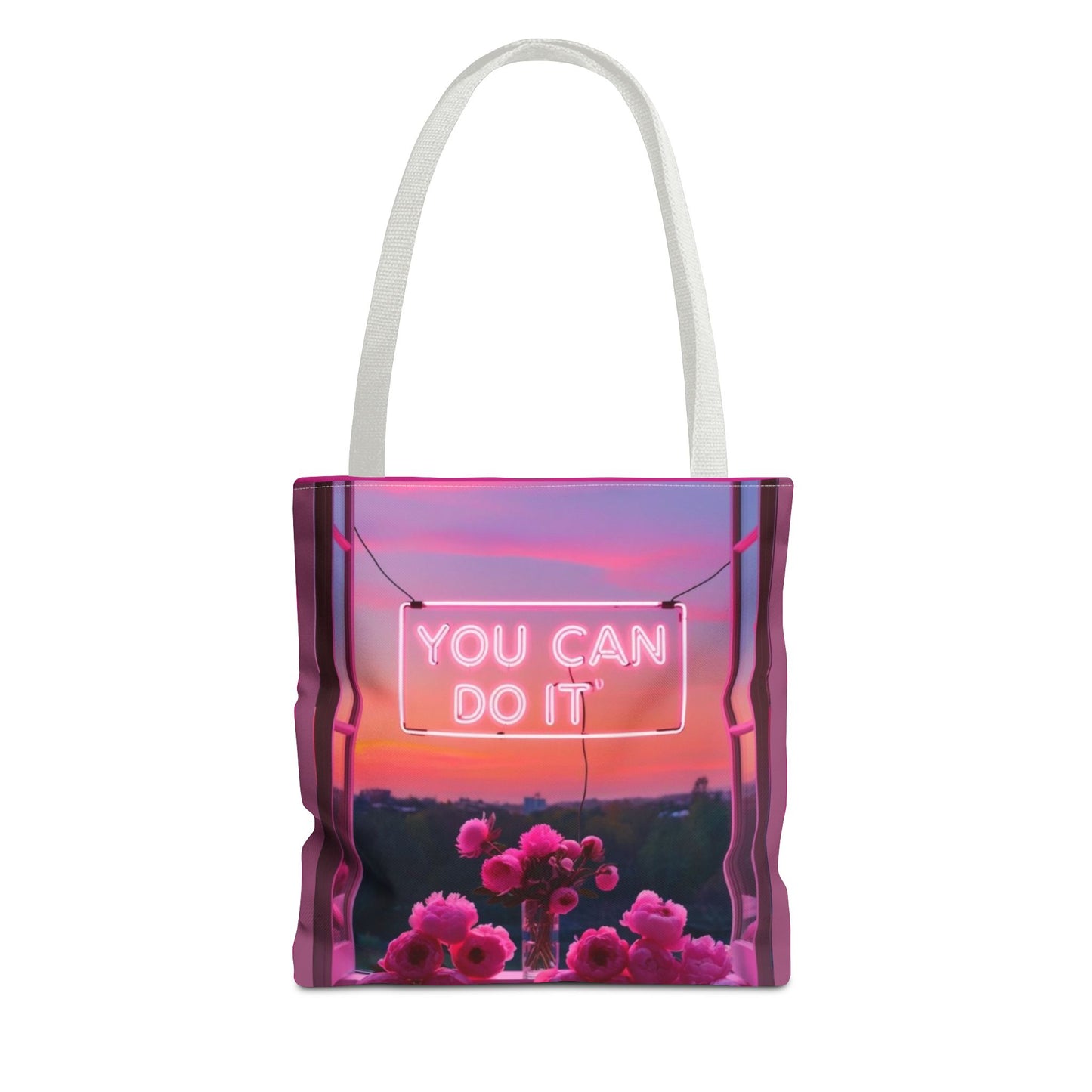 You can do it to faith, flowers, and  fierceness tote bag