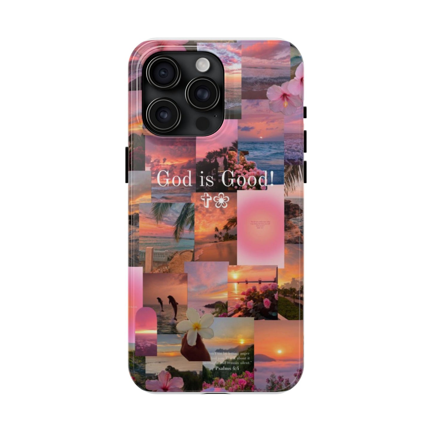 God is good phone case, peace, praise, and tropical faith