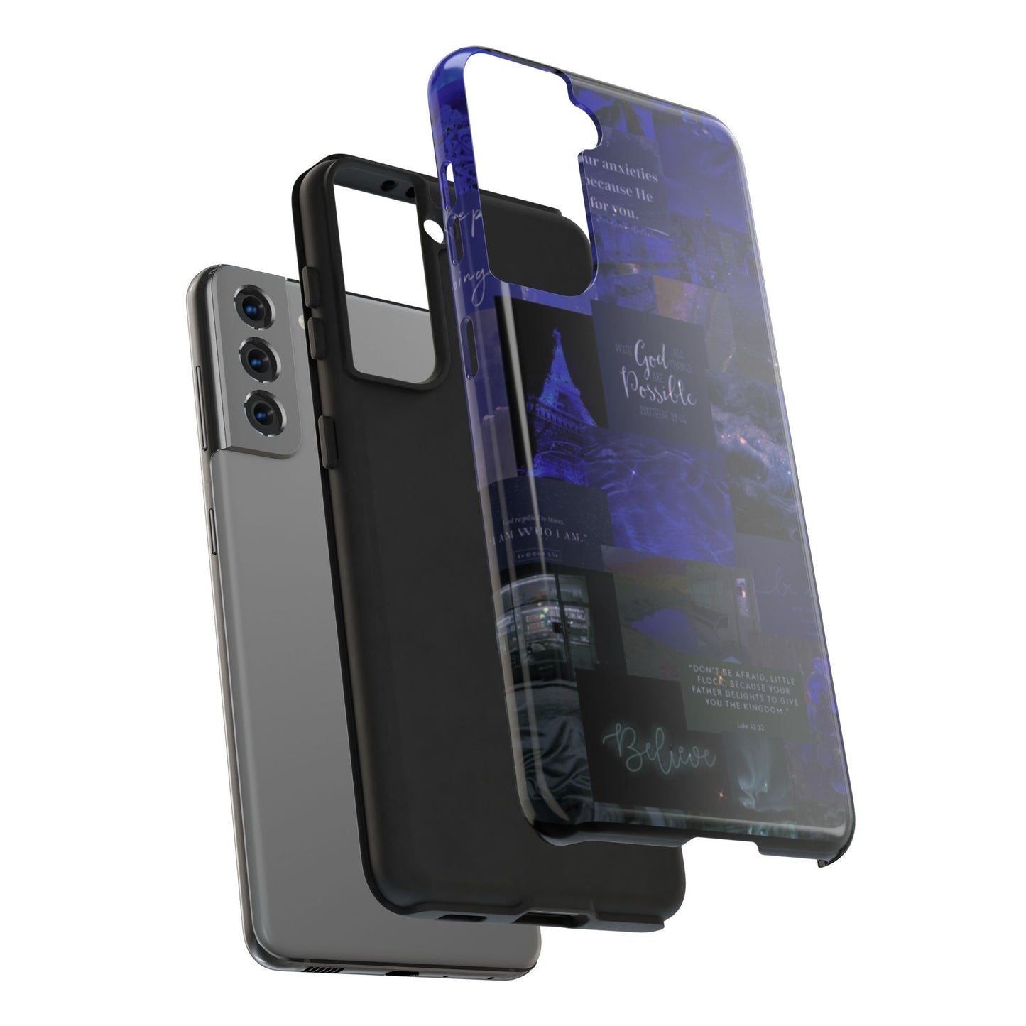 Deep blue faith, phone case with God, all things are possible