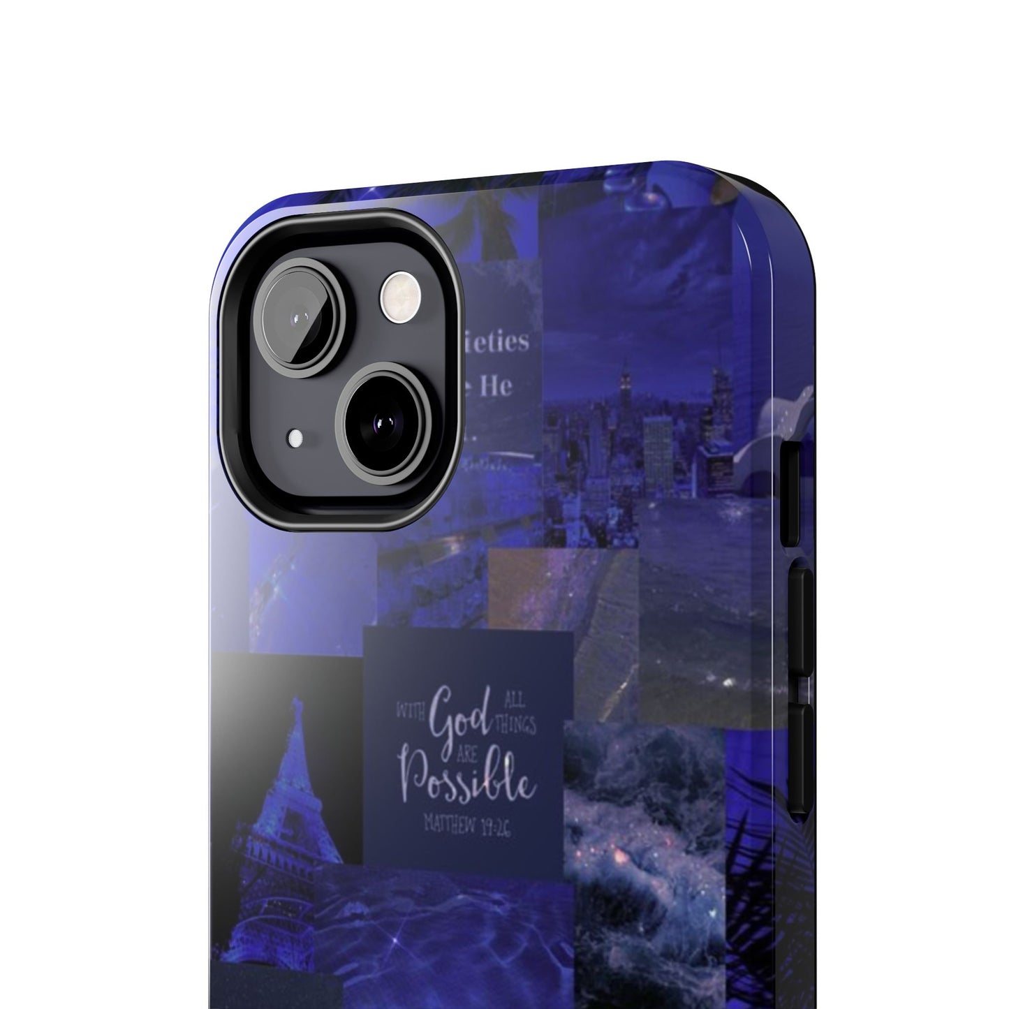 Deep blue faith, phone case with God, all things are possible