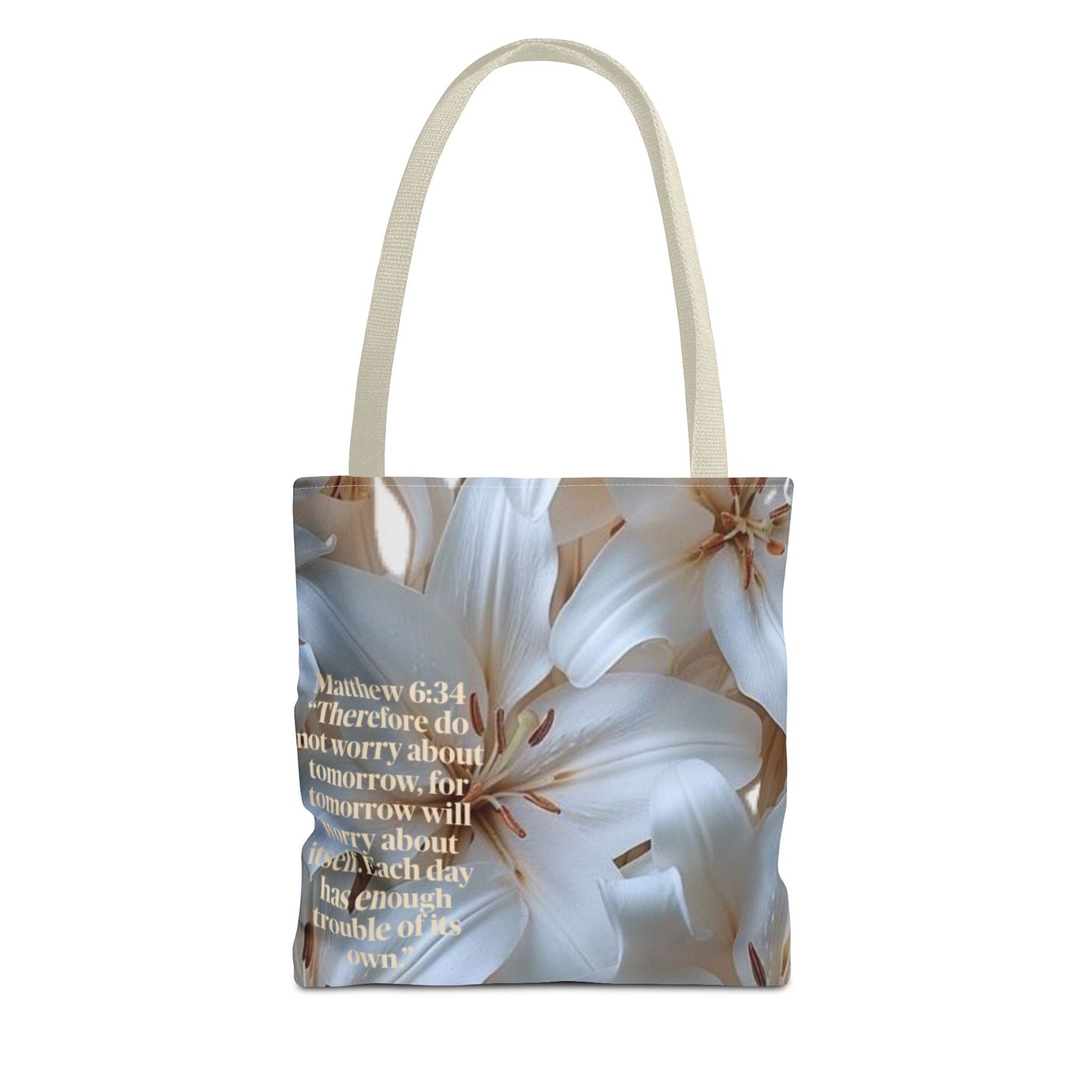 Don’t worry floral Tote Bag (Matthew 6:34)
