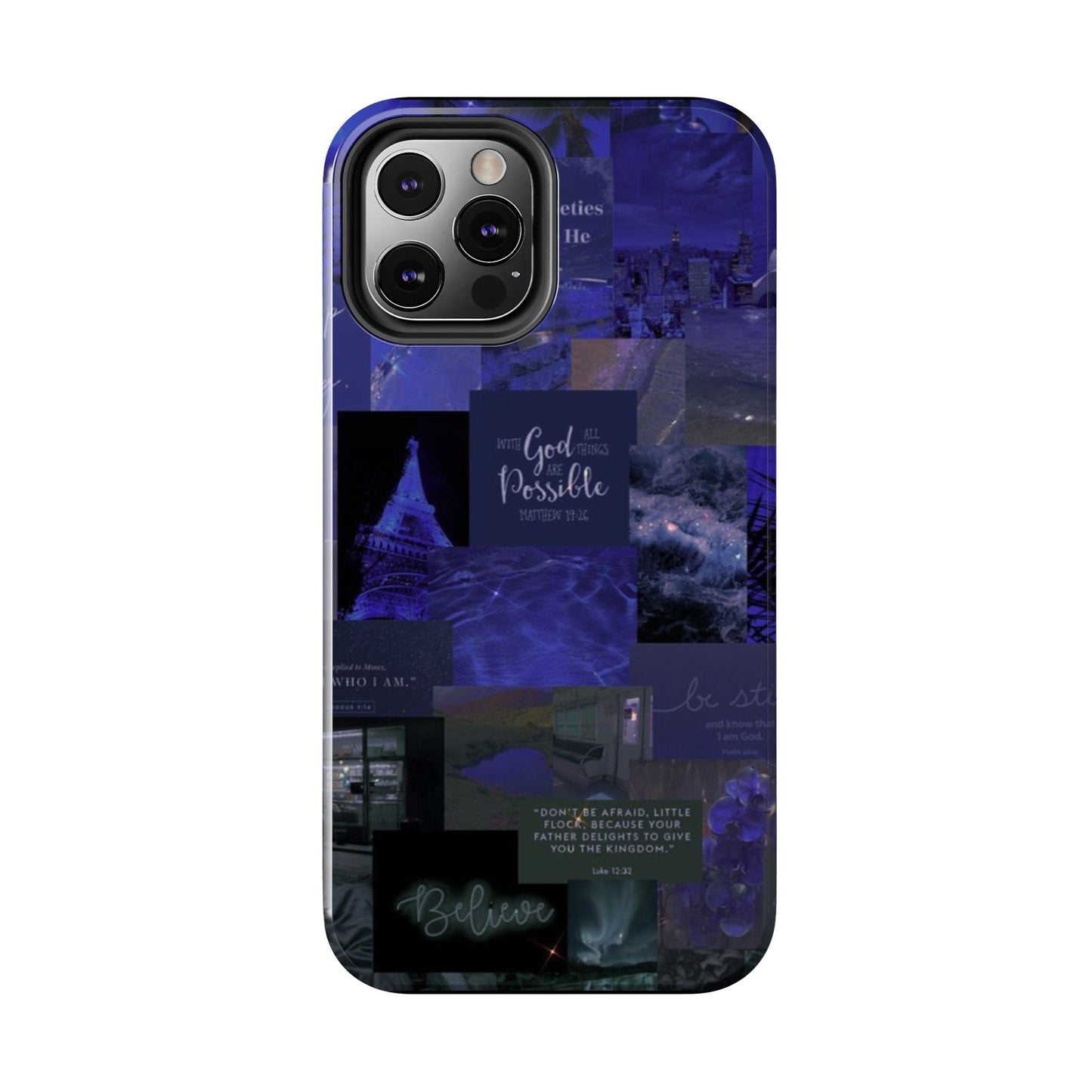 Deep blue faith, phone case with God, all things are possible