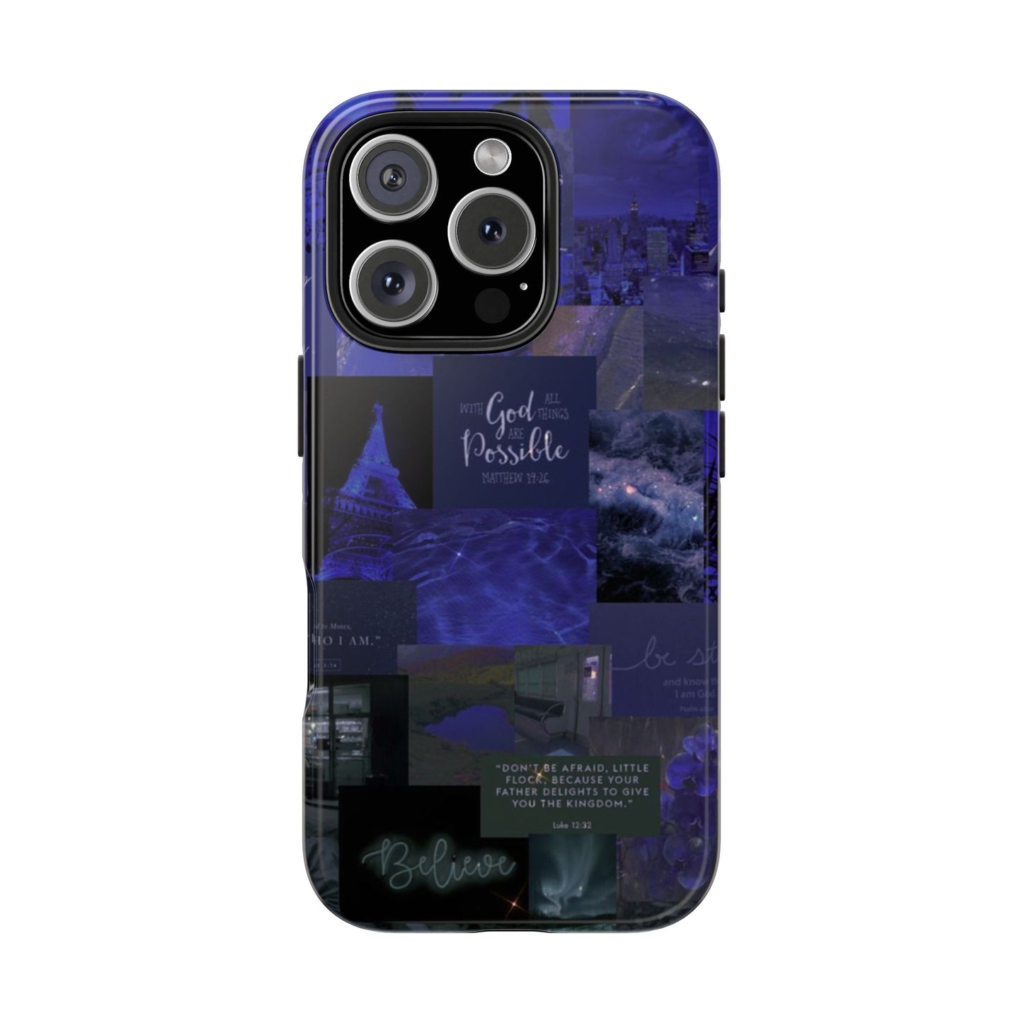 Deep blue faith, phone case with God, all things are possible