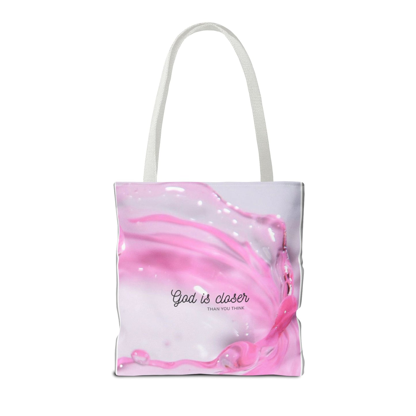Inspirational Tote Bag - "God is Closer" - AOP Design