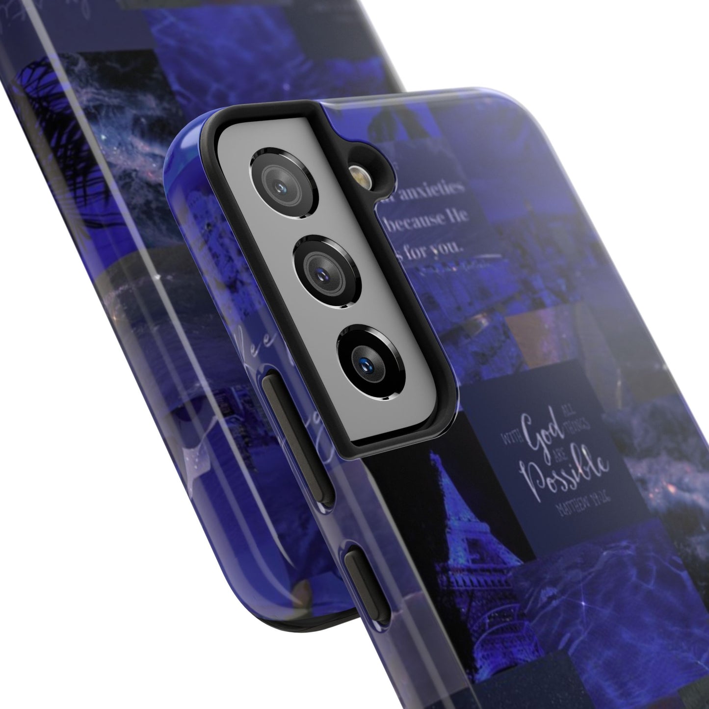 Deep blue faith, phone case with God, all things are possible