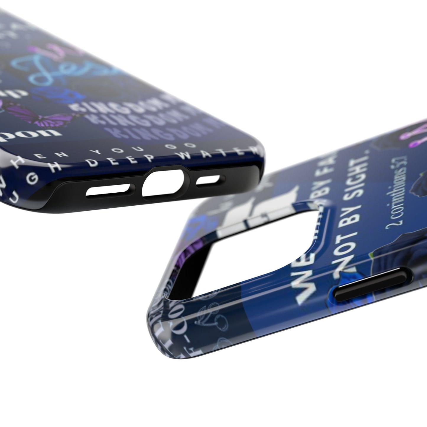 Kingdom mindset phone case deep blue faith & scripture collage