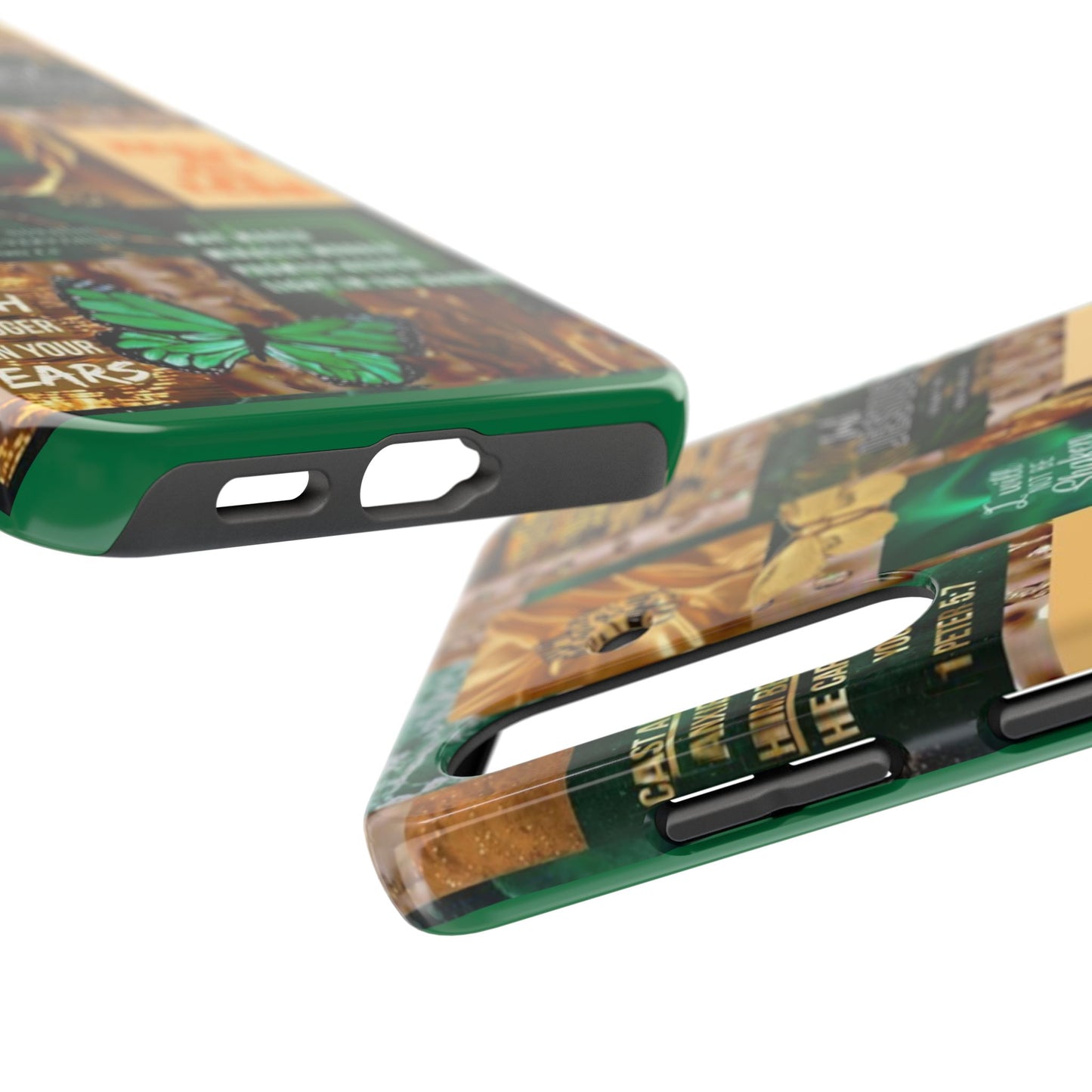 Trust in the lord Phone Case green and gold scripture collage