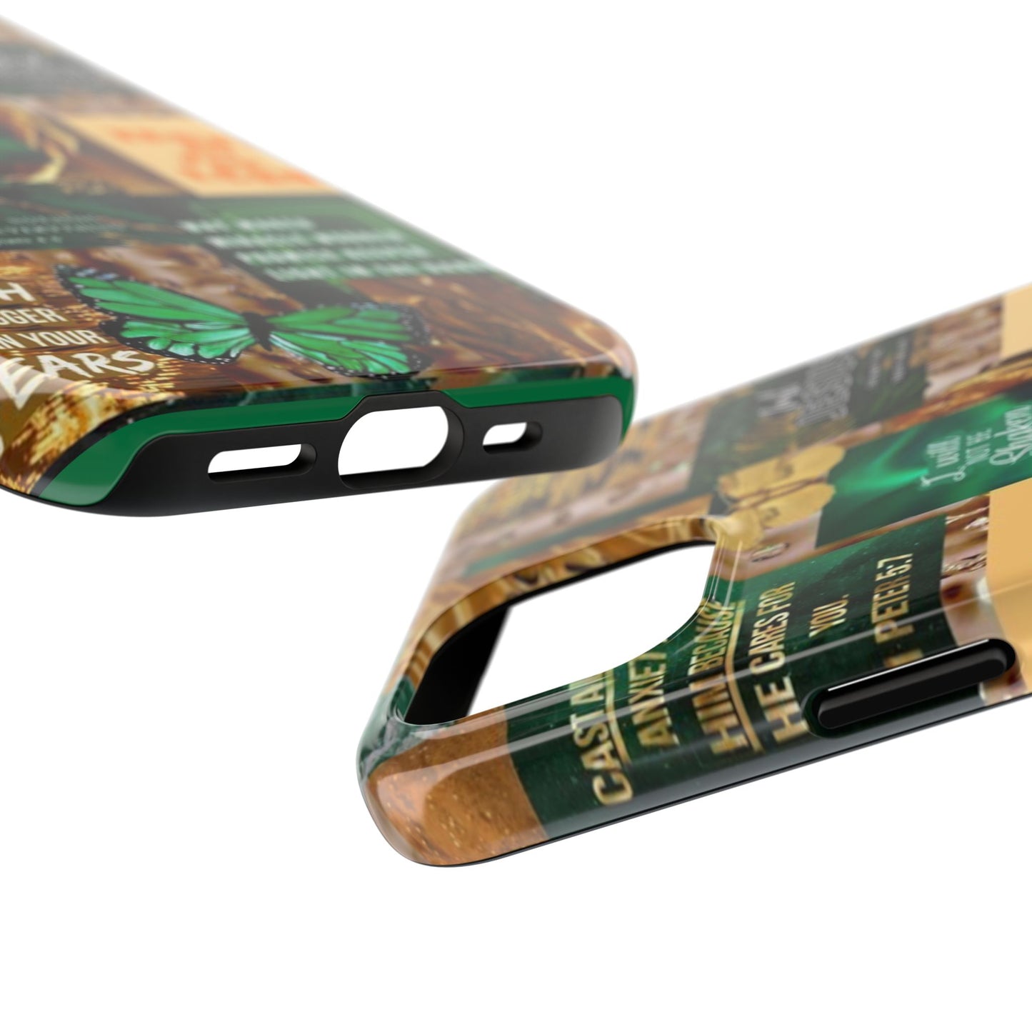 Trust in the lord Phone Case green and gold scripture collage