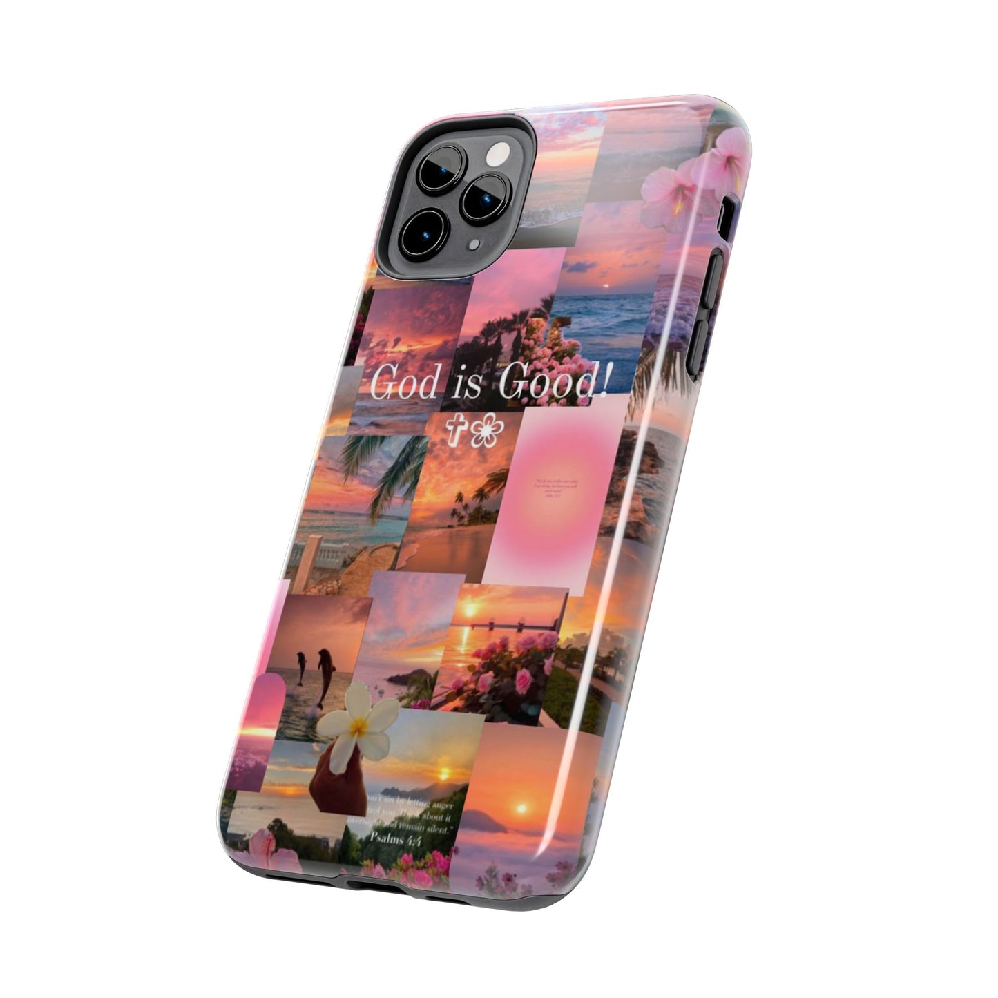 God is good phone case, peace, praise, and tropical faith