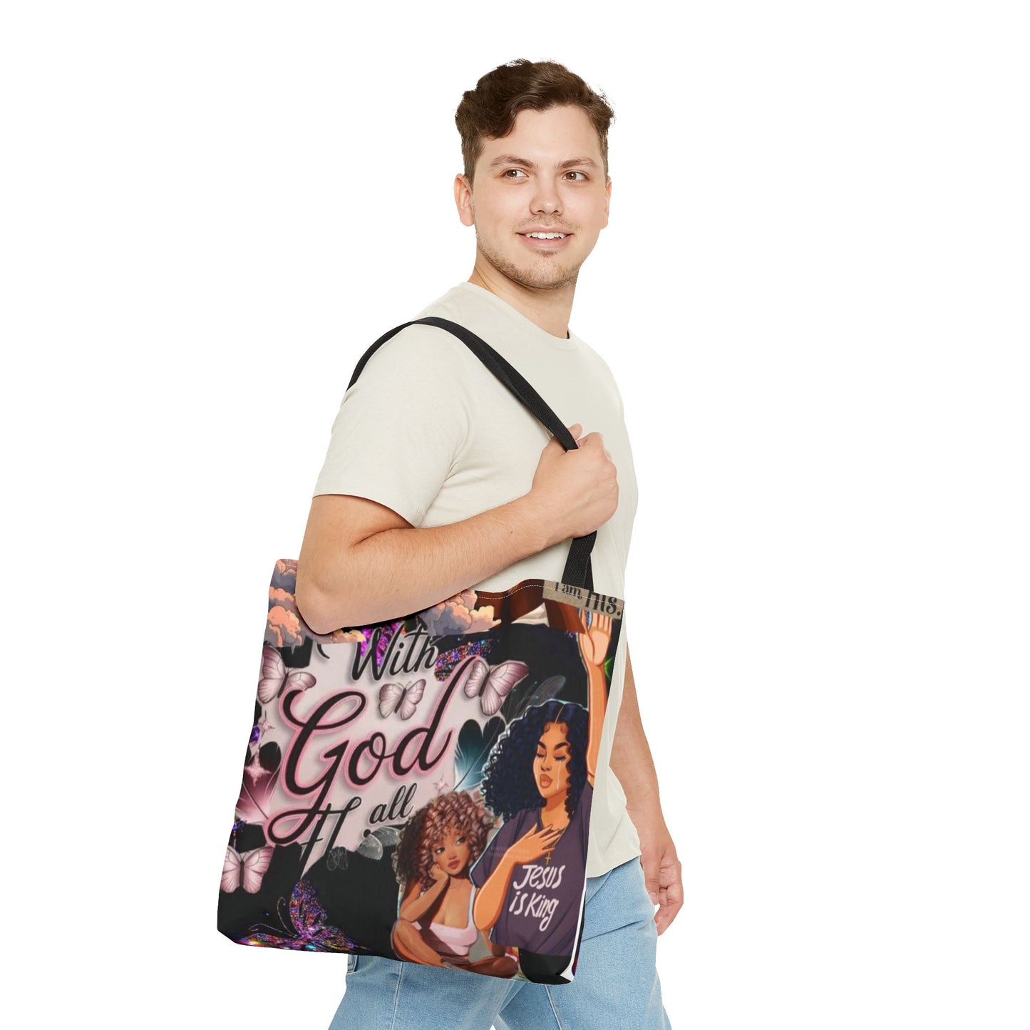 Inspirational Tote Bag - 'With God All Things Are Possible'