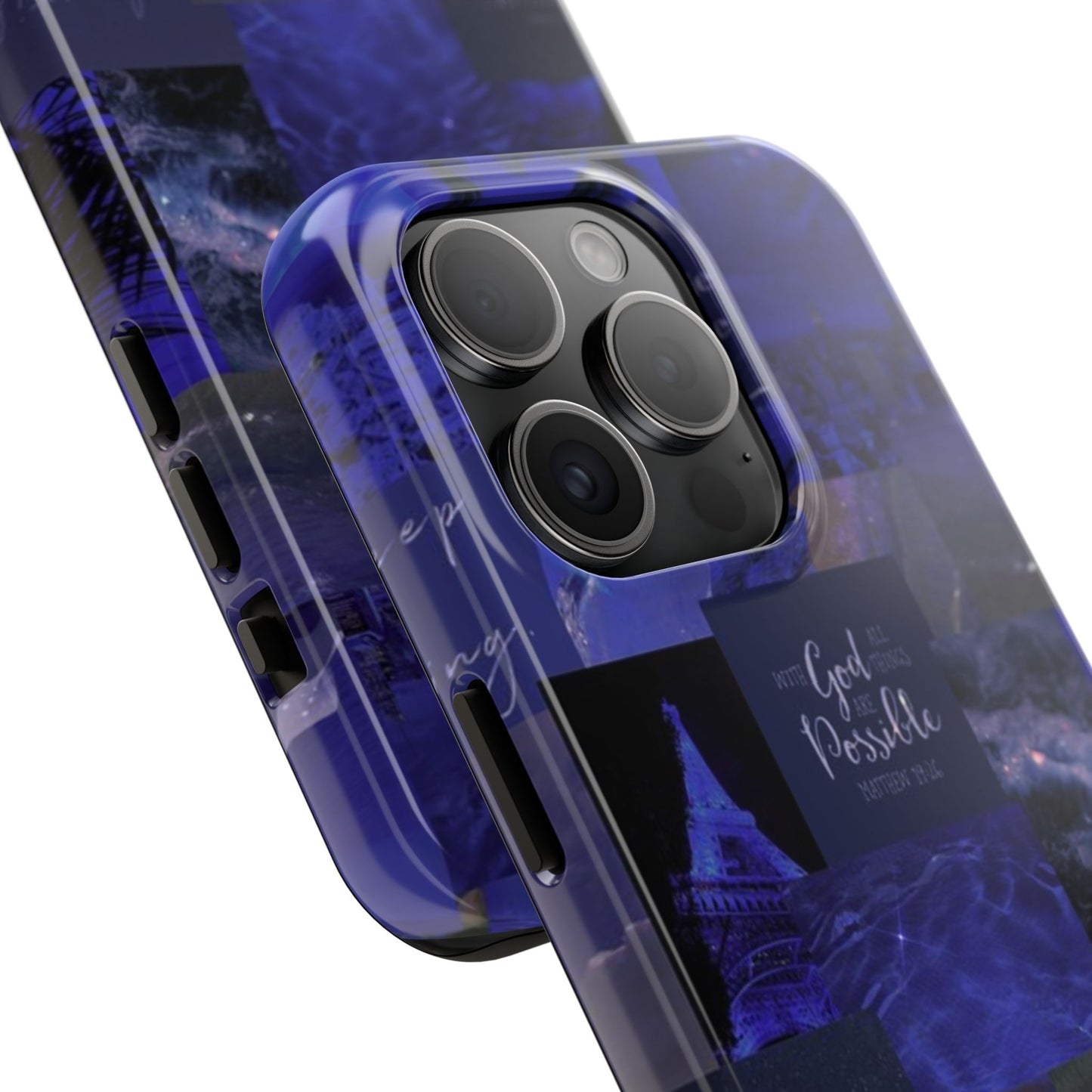 Deep blue faith, phone case with God, all things are possible