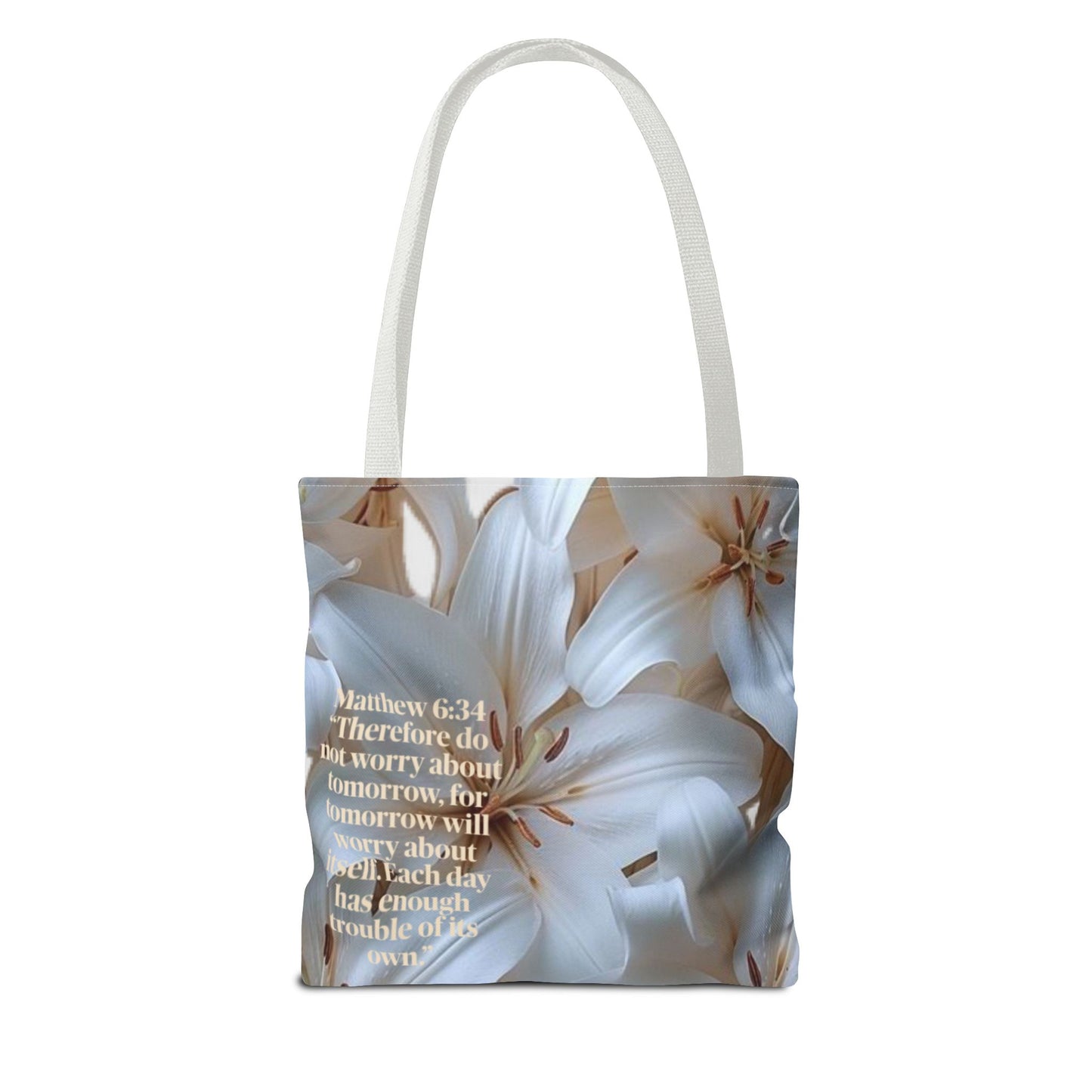 Don’t worry floral Tote Bag (Matthew 6:34)