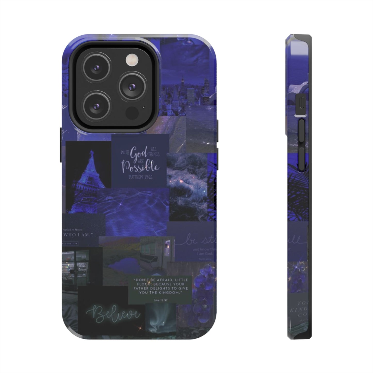 Deep blue faith, phone case with God, all things are possible