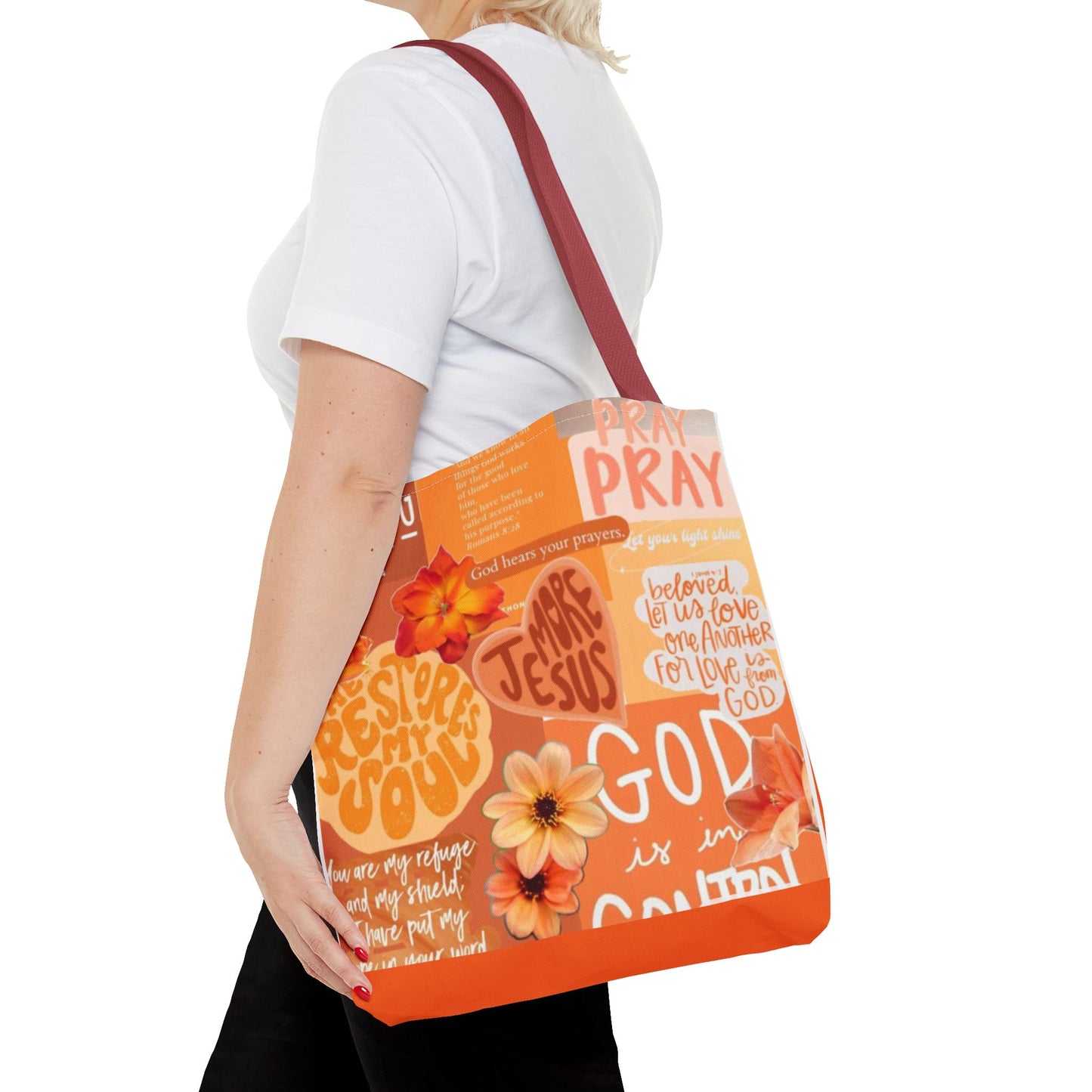God is in control to bold faith, bright hope tote bag