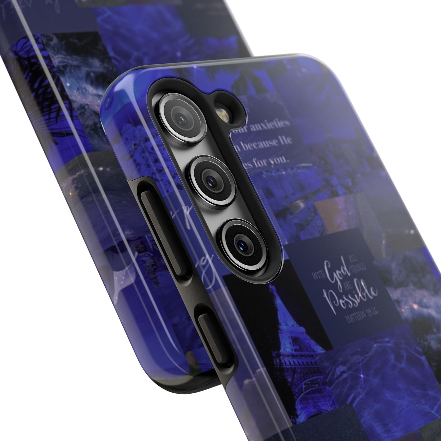 Deep blue faith, phone case with God, all things are possible