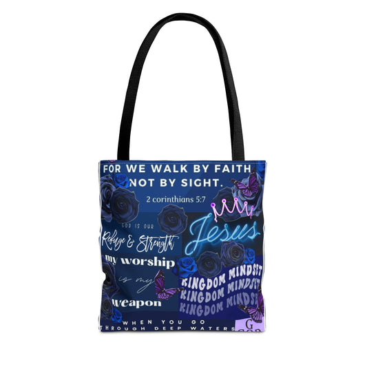 Kingdom mindset tote bold blue faith & scripture bag