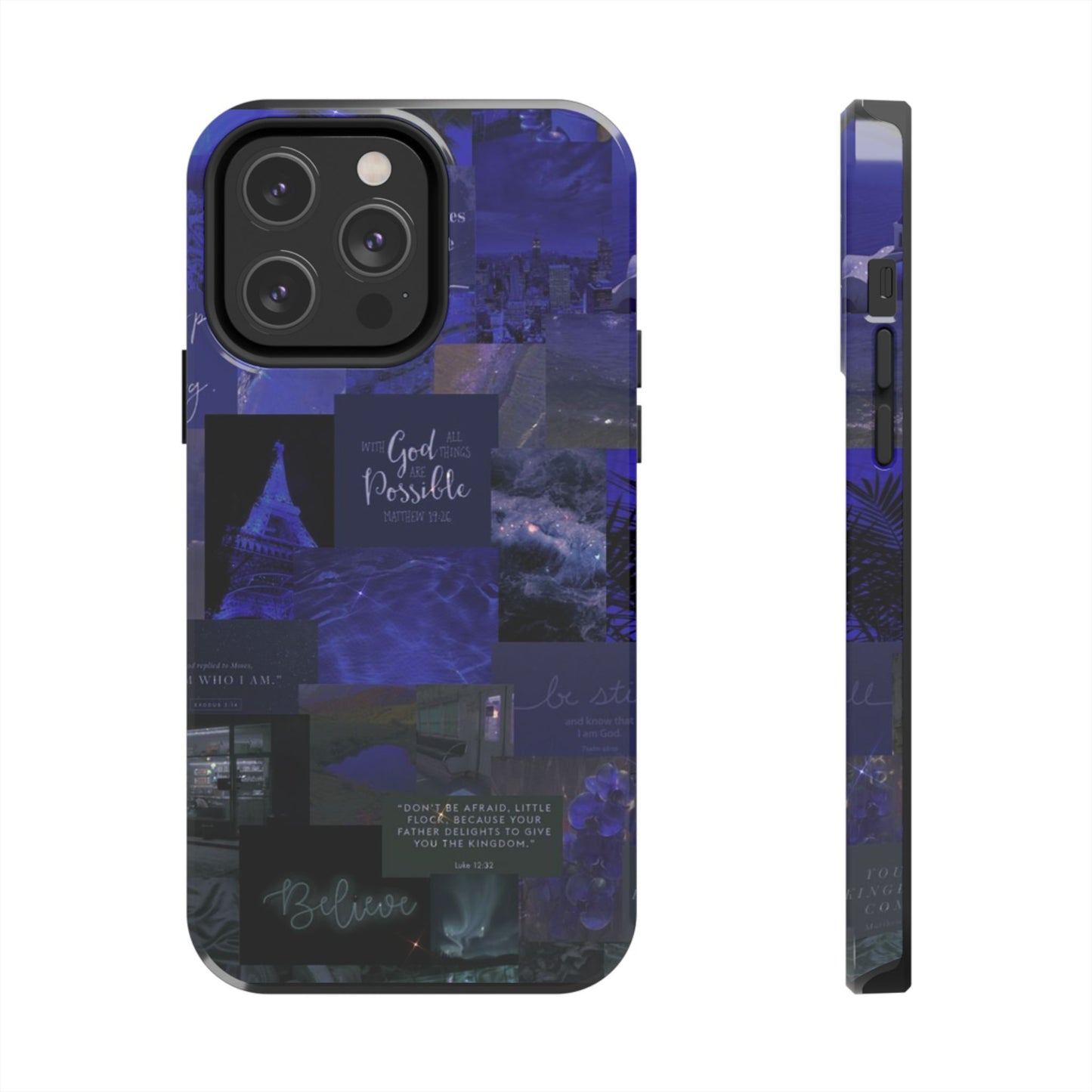 Deep blue faith, phone case with God, all things are possible