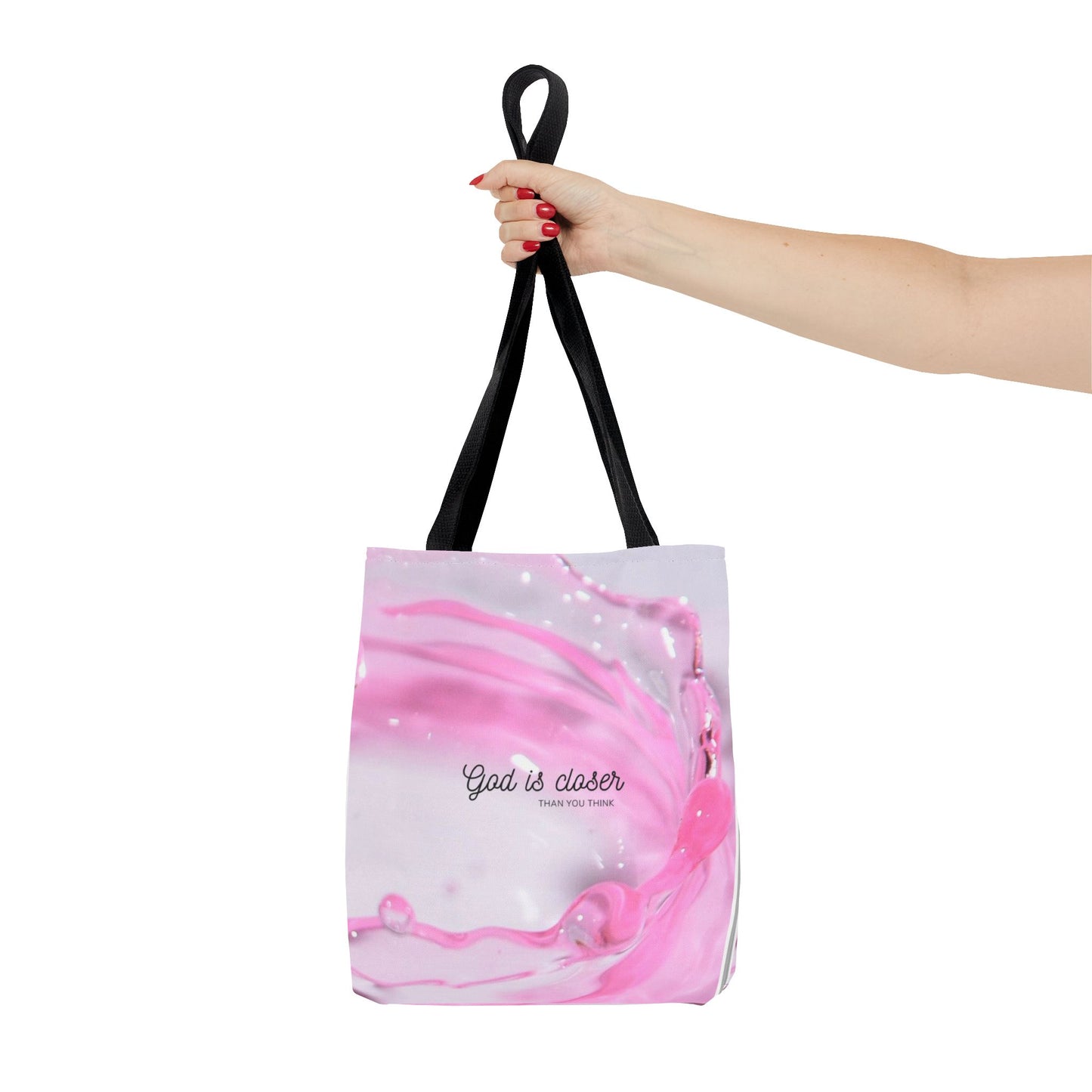 Inspirational Tote Bag - "God is Closer" - AOP Design