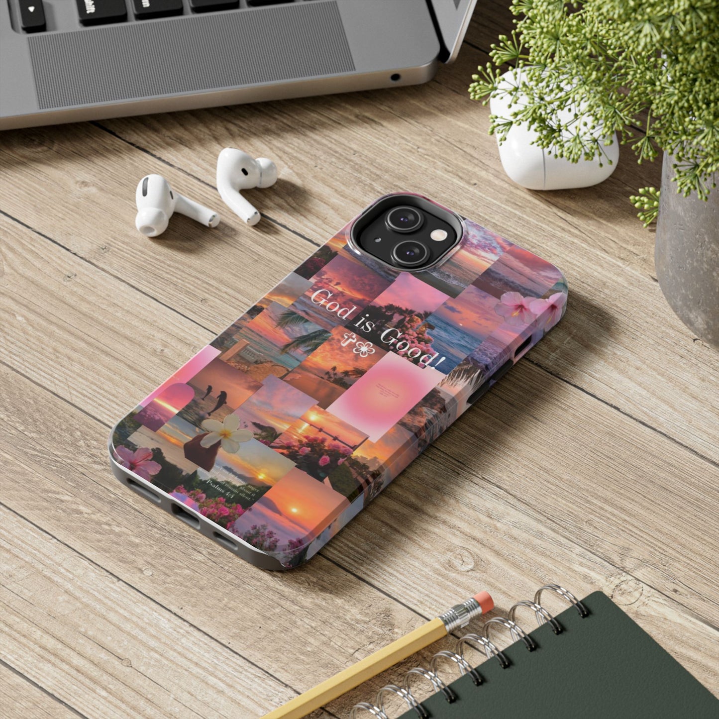 God is good phone case, peace, praise, and tropical faith