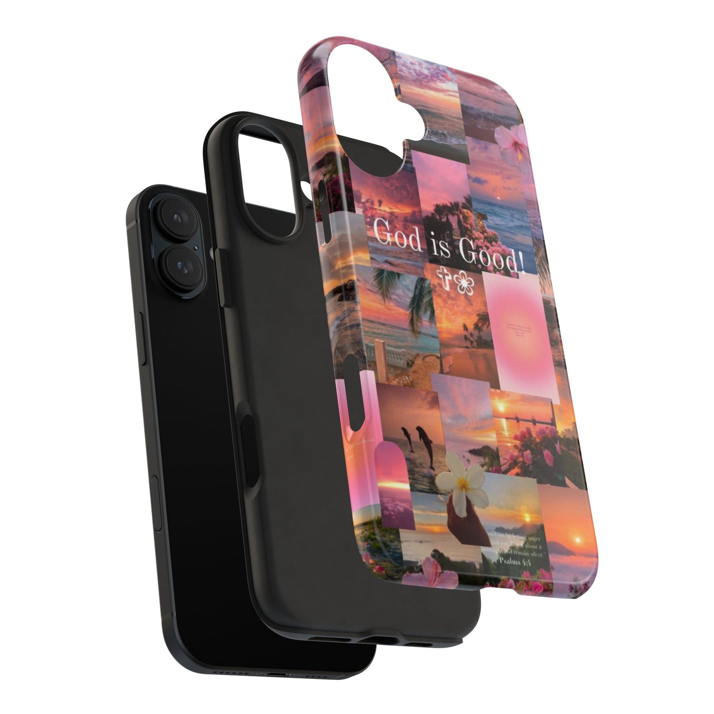 God is good phone case, peace, praise, and tropical faith