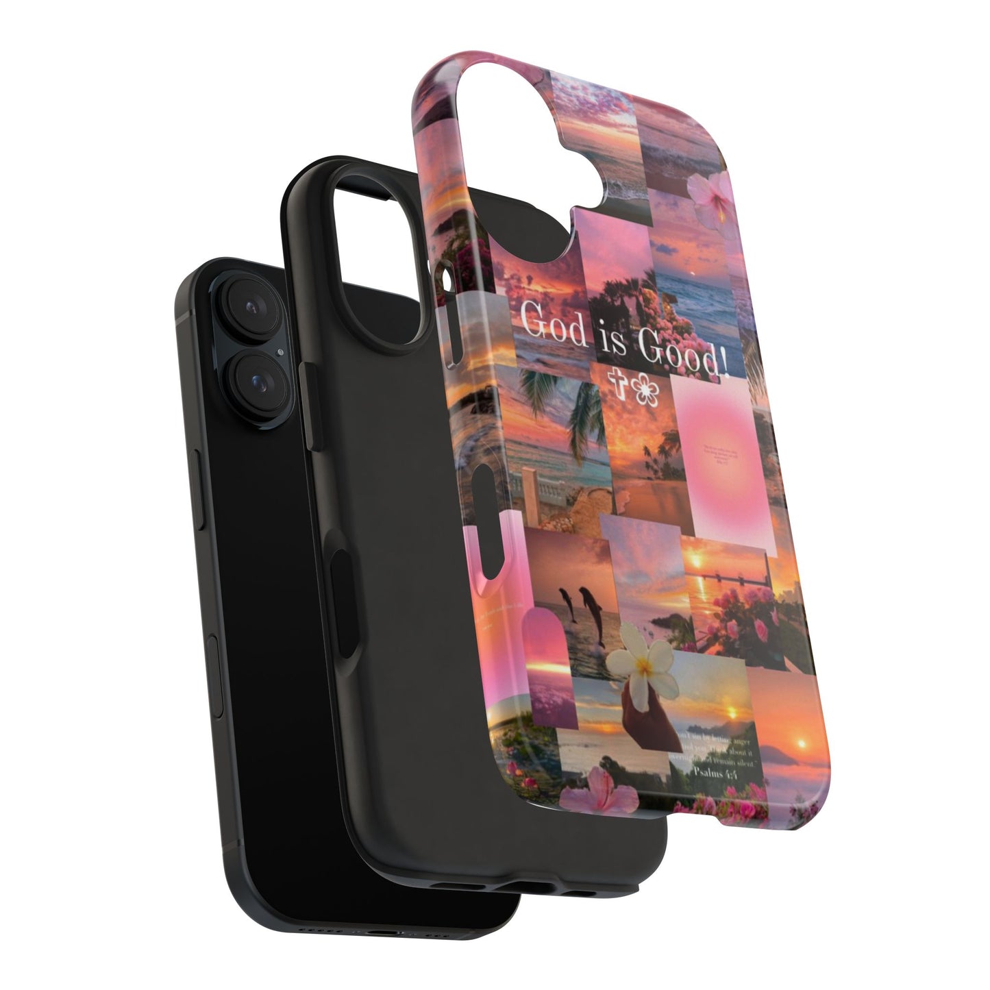 God is good phone case, peace, praise, and tropical faith
